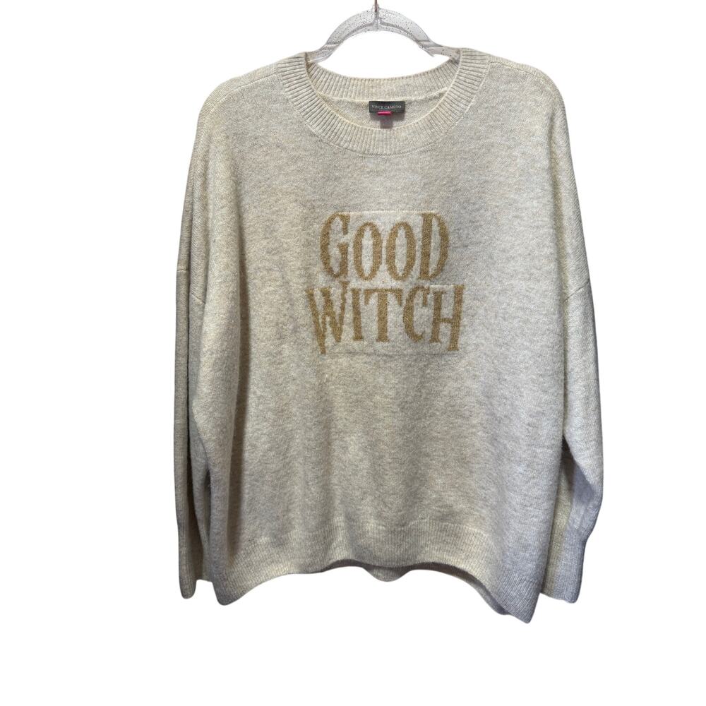 Vince Camuto Good Witch Front Graphic Long Sleeve Sweater Size XL